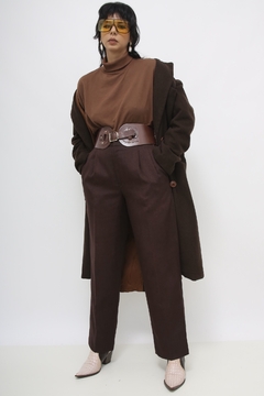 Calça marrom cintura alta alfaiataria - comprar online
