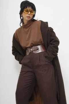 Casaco 100% lã marrom vintage - loja online