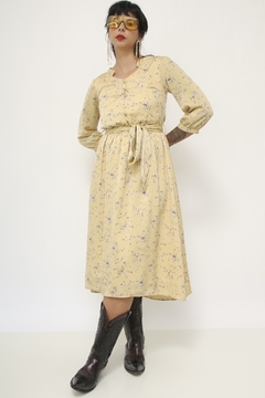 Vestido amarelo floral mng 3/4 - loja online