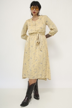 Vestido amarelo floral mng 3/4