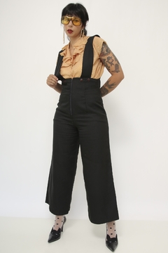 Macacão vintage preto suspensorio - loja online