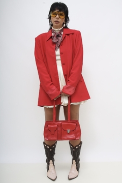 Blazer vermelho alongado ombreira - comprar online