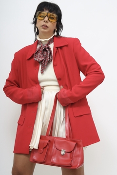 Blazer vermelho alongado ombreira