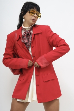Blazer vermelho alongado ombreira - Capichó Brechó