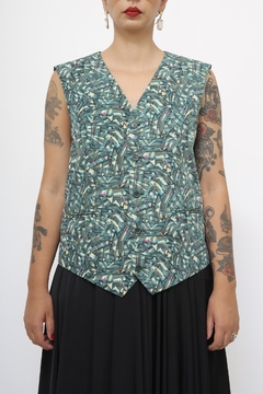 Colete estampa verde vintage - loja online