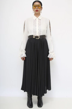 Saia midi preta malha fria vintage - Capichó Brechó