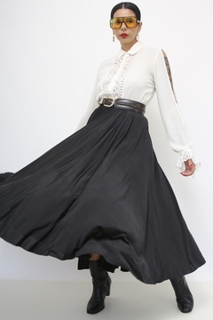 Saia midi preta malha fria vintage - comprar online