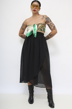 Saia chiffon transpassada preta - comprar online