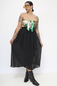 Saia chiffon transpassada preta - comprar online