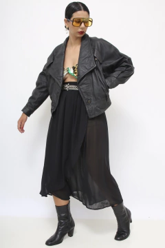 Jaqueta couro cropped 80´s