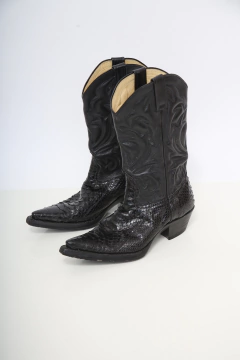 Bota preta western 100% couro 36 - loja online
