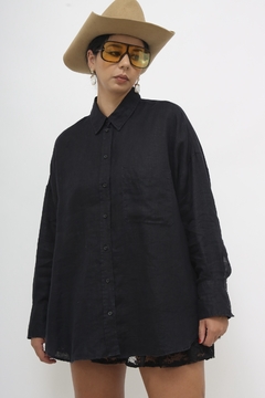 Camisa linho ZARA preta - comprar online