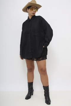 Camisa linho ZARA preta - Capichó Brechó