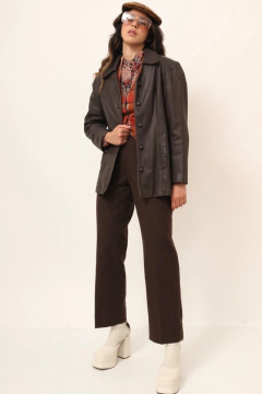 Blazer 100% couro marrom forrado