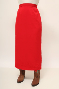 Saia cintura alta midi vintage vermelha - Capichó Brechó