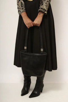 Bolsa preta 100% couro vintage - comprar online