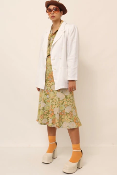 Blazer branco linho com poliester transpassado