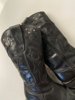 Imagem do Bota couro western preta vintage 34