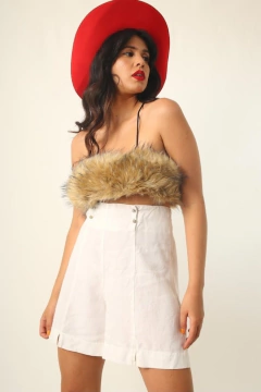 Shorts 100% linho branco cintura mega alta C.G.C - comprar online