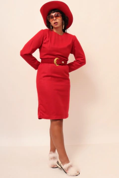 Vestido alfaiataria vermelho forrado na internet