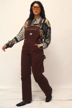 Macacão jardineira marrom cantão vintage - loja online