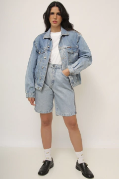 Jaqueta classica azul jeans vintage - loja online