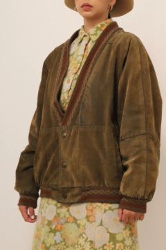 Jaqueta aveludada verde bomber italiana vintage na internet