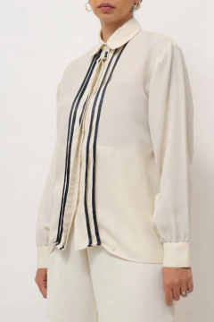 camisa off white listras marinho western - comprar online