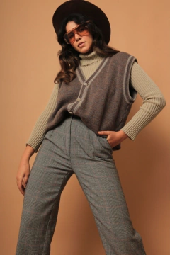 Pulôver tricot grosso botoes frente vintage