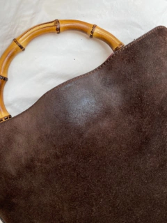 Bolsa GUCCI BAMBOO couro marrom