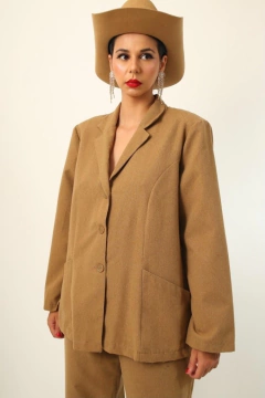 Conjunto bege blazer + calca cintura mega