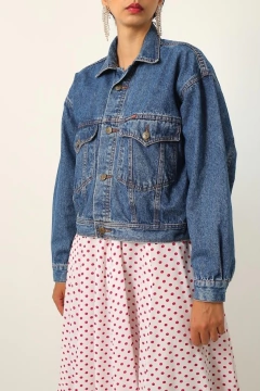Jaqueta jeans cropped cowboy vintage