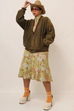Jaqueta aveludada verde bomber italiana vintage - loja online