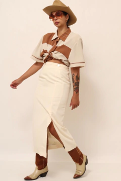 Saia cintura alta creme vintage - comprar online