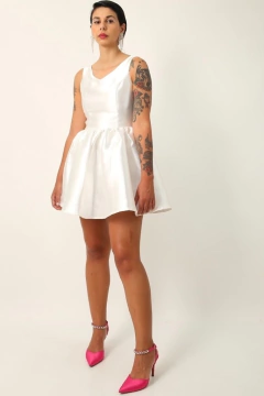 Vestido curto acetinado forrado vintage - loja online