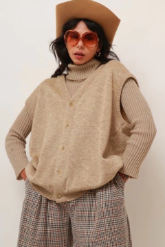 colete teicot amplo vintage bege