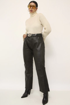 Calça de couro cintura media vintage