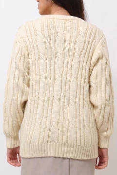 tricot grosso creme textura vintage