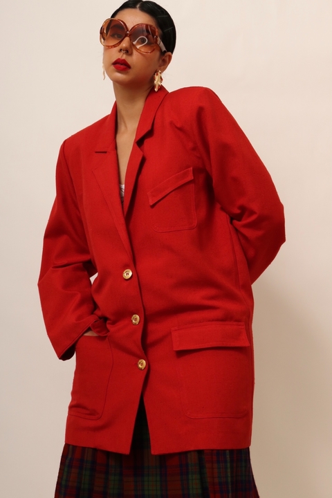 Blazer vermelho alongado vintage