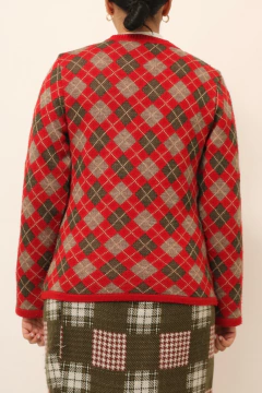 Imagem do Pulover xadrez vintage vermelho classico