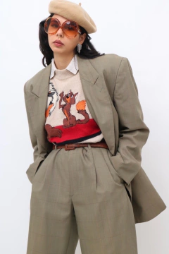 Imagem do conjunto YSL verde oliva calça + blazer