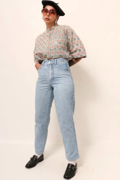 Calça jeans cintura alta classica azul na internet