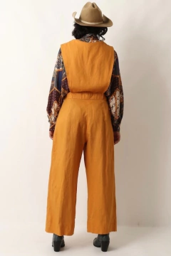 macacao estilo linho amarelo vintage - loja online