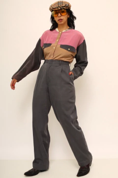 Calça cinza alfaiataria cintura alta PIERRE CARDIN