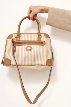 bolsa listras caramelo com off alça removível