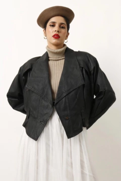 jaqueta cropped preta 80’s preto