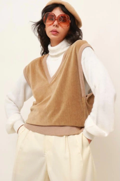 colete veludo bege YSL vintage - Capichó Brechó