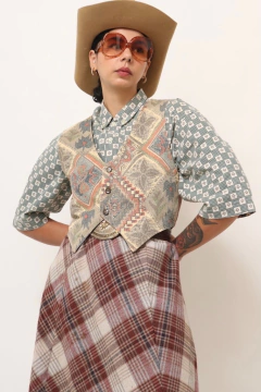 colete estampado western vintage - Capichó Brechó