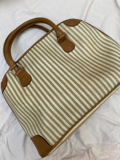 bolsa listras caramelo com off alça removível - Capichó Brechó