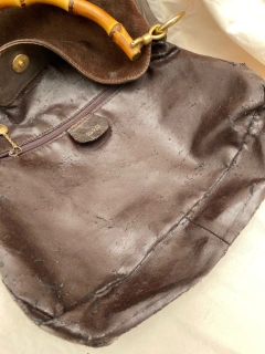 Bolsa GUCCI BAMBOO couro marrom - Capichó Brechó